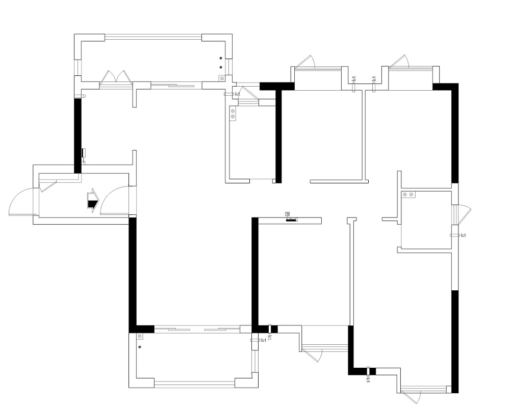 建發(fā)中央公園160㎡新裝飾主義四居室 裝修案例效果圖-原始圖