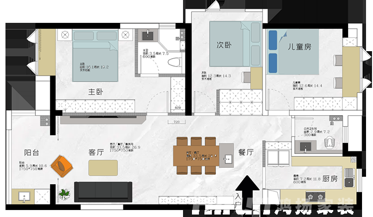 2022年房子怎么裝修好看，鴻揚(yáng)家裝三居室“雅致灰調(diào)”裝修案例分享