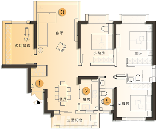 156㎡北歐風(fēng)四居室，LDK格局，原木地板通鋪，全屋簡(jiǎn)單清爽，愛(ài)了！